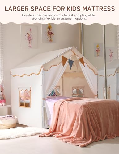Besrey BR-WJZ06G0A Kids Tent, Kids Playhouse 2 In 1 With Padded Mat And Lights, Large Play House With 2 Doors & 4 Windows, Kids Play Tent Indoor & Outdoor thumb #4