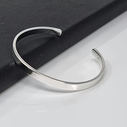 Men's Solid 925 Sterling Silver Bangle, Plain Silver Cuff Bracelet2