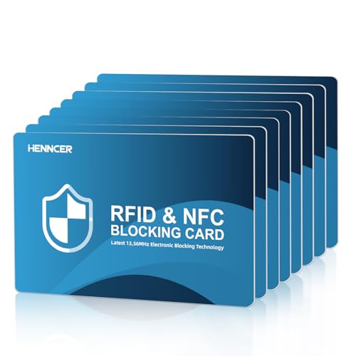 Image of NEW RFID Blocking Card, 8 Pack Fuss Protection for Entire Wallet Shield, Credit Card Protector NFC Bank Debit Blocker, Identity Theft Prevention for Passport Travel Security (8, Blue)