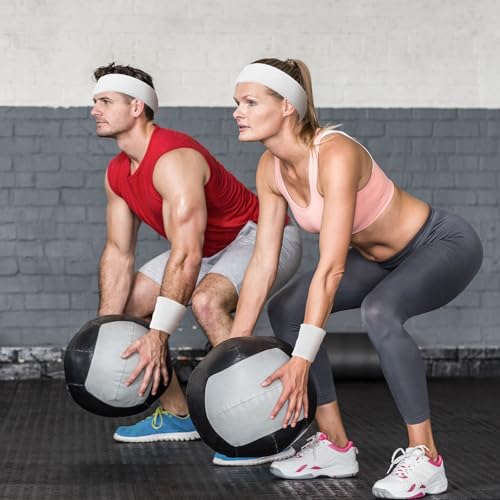Image of 24 Pieces 80s Neon Sweatbands Set, Include 8 Sports Headbands and 16 Sweat Wristbands Elastic Athletic Tennis Sweat Bands Bulk for Man Woman