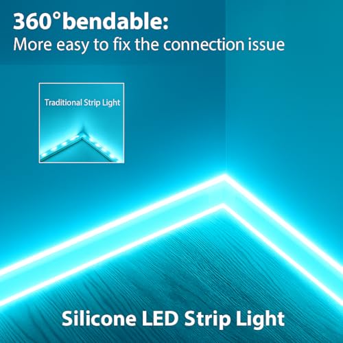 Image of Gesto 16.4 Feet Neon LED Strip Light with 12V Adapter | Cuttable Flexible Waterproof Rope Light for Wall Decor, Indoor & Outdoor Decoration,Custom Names,Signage & Diwali Decorative Lighting- Ice Blue