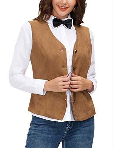 GRACE KARIN Women's V Neck Business Bottom Down Waistcoat Economy Dressy Suit Tuxedo Suit3