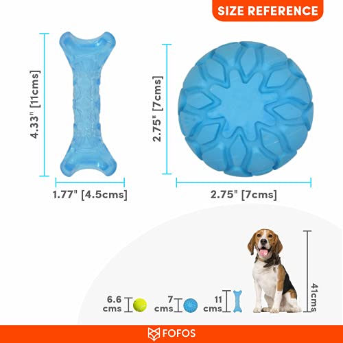 Image of BarkButler x FOFOS Milk Bone & Ball Puppy Teething Toys Set - Puppy Toy Natural Rubber, Squeaky Toys for Dogs, Dog Toys for Medium Dogs (5-20kgs) - Blue