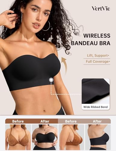 Image of Vertvie Strapless Bra Non Slip Push Up Wireless Padded