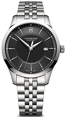 Victorinox Herren Armbanduhr Alliance Ø 40mm, Swiss Made, Analog Quarz, Saphirkristallglas, Edelstahl Armband, Silber/Schwarz, 241801