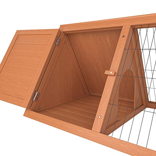 Pet Vida Kaninchenstall, Holz, dreieckiger Haustierkäfig für Hase/Meerschwein, Haus mit Auslauf für draußen
