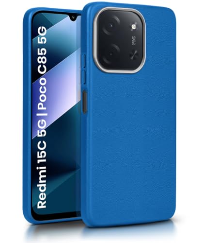 Image of WOW IMAGINE Back Cover for Mi Redmi 15C 5G | Poco C85 5G 2025 | Ultra Slim Flexible Non-Slip Grip | Inner Fabric | Metal Camera Ring & Lightweight Soft Silicone Mobile Case - Blue