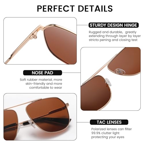 DUCO Aviator Sunglasses for Mens Womens Polarized Retro Sun Glasses Metal Frame for Driving Fishing 100% UV Protection 3035K4