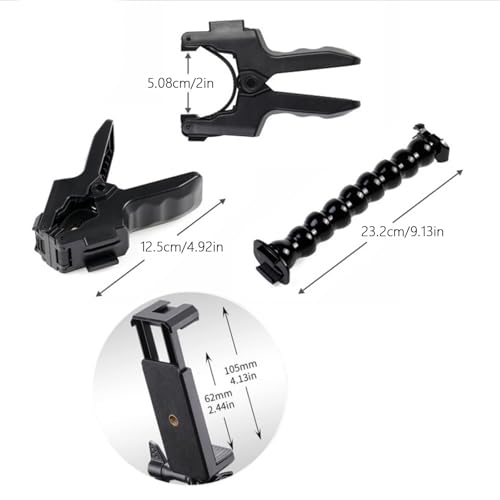 Pince de fixation pour appareil photo avec bras col de cygne robuste et orientable à 360