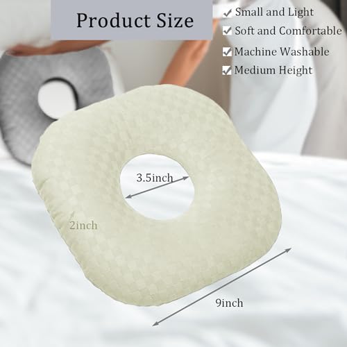 Image of Ear Piercing Pillow for Side Sleepers, Pillow with an Ear Hole for CNH and Ear Pain Ear Inflammation Pressure Sores, O-Shaped Side Sleeping Pillow, Ear Guard Pillow (Cream)