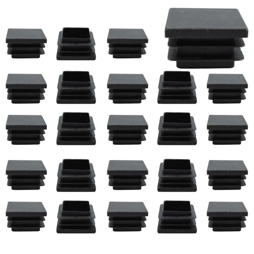 Image of 24PCS Black Plastic Square Tube Caps, Furniture Leg Caps, 32mm /1.25inch Square Plastic Hole Plugs