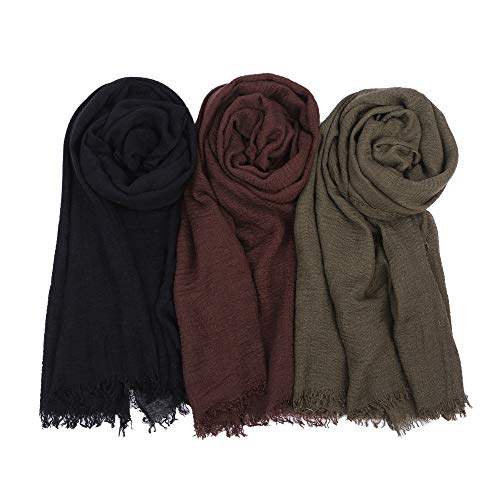 YLhighton Women Scarf Shawl for All Season 3PCS Scarve Wrap Head Scarve Turban Hijab (2005 Army Green Black Brown)