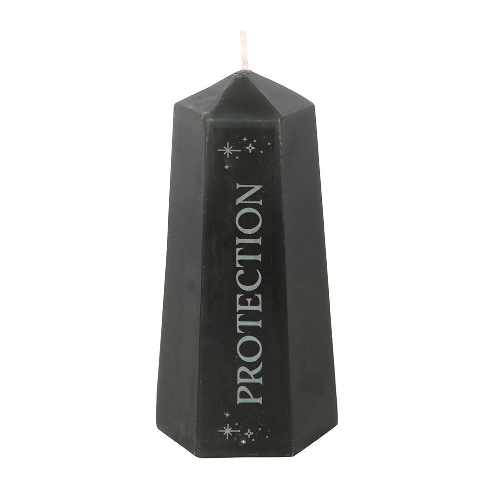 Black Crystal Tower Candle with Hidden Obsidian Stone – Protection & Inner Clarity for Manifestation, Meditation, and Spiritual Rituals – 30-Hour Burn Time, Unscented Paraffin Wax