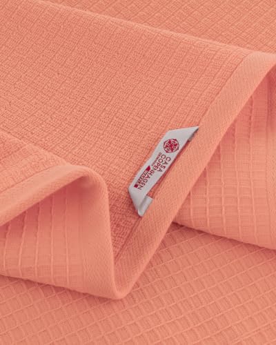 Image of Casa Copenhagen, Egyptian Cotton - Waffle Terry Towel 4 Piece 100% Cotton Large Bath Towel Set - Malibu Peach