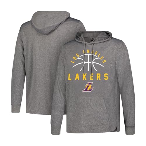Ultra Game NBA Official Men’s Super Soft Lightweight Pullover Hoodie Sweatshirt - Unisex, Los Angeles Lakers, Heather Charcoal, Medium