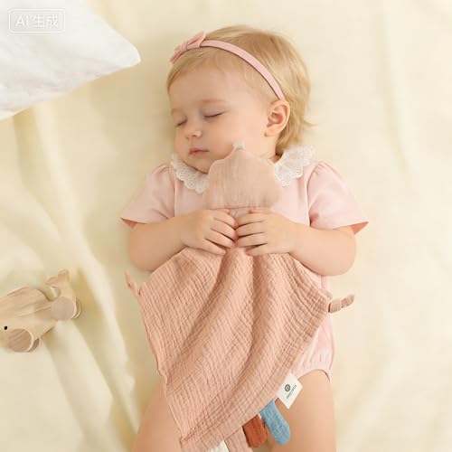 Image of insular Muslin Baby Lovey Security Blanket Soothing Towel (Green Cloud&Khaki Cloud)