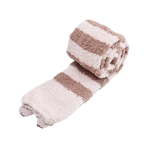 Image of Thigh High Fuzzy Socks Cute Animal Coral Fleece Over the Knee Thigh High Long Stockings Warm Stripe