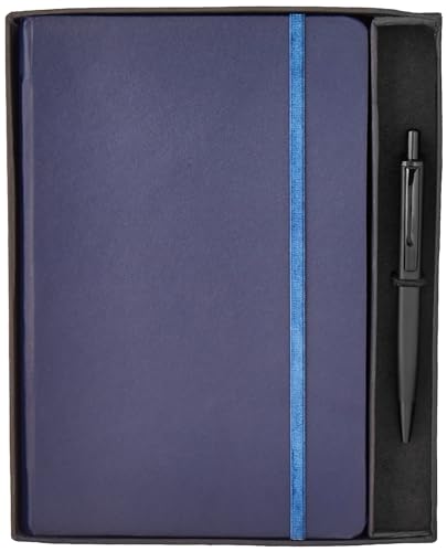 Image of amazon basics A5 Notebook With Ribbon Bookmark & Pen,Gift Set For Corporate & Personal Occasions (Blue),240 Pages