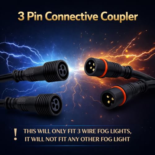 Image of LIU HJG 3 Pin Coupler Premium Wiring Harness for Auxiliary LED Fog Lights 3.4 Meter Wire with Heavy Duty Metal Switch Copper Wiring Suitable for 3 Wire Fog Lights (Pack of 1)