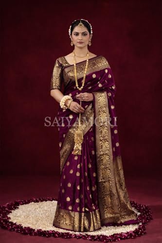 Image of Women's Soft Silk Style Jacquard Saree with Rich Zari Woven Border & Pallu | 5.6 Mtr Saree with 0.8 Mtr Unstitched Blouse