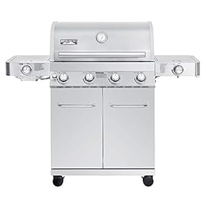 Monument Grills Larger 4-Burner Propane Gas Grills Stainless Steel Cabinet Style with Side & Side Sear Burners, Built in Thermometer, and LED Controls