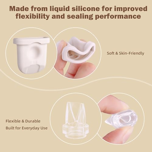 Image of Breast Pump Replacement Parts Kit Compatible with Eufy Electric Wearable Breast Pumps E10 / E20 / S1 / S1 Pro, Includes Valves, Silicone Diaphragms, Flanges, Cleaning Brush & Milk Storage Bottles