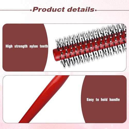 Small Round Hair Brush for Blow Drying Mini Curling Brush with Ball Tip Nylon Bristle and Wood Handle - Image 3