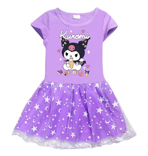 Anime Tulle Dress for Girls Short/Long Sleeve Tutu Dress Cute Cartoon Printed A-Line Party Wedding Dresses