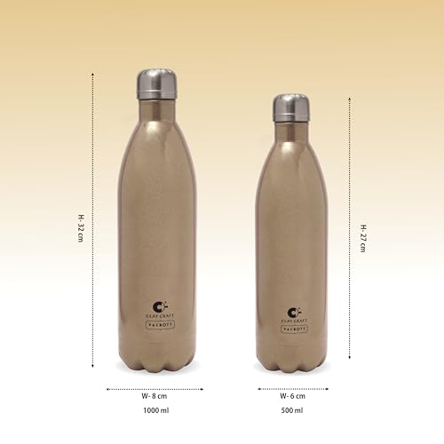 Image of Clay Craft Vacbott Fiesta Double Wall Combo Set of 2 (500ml, 1000ml)|18 Hours Hot and 24 Hours Cold Vacuum Insulated Flask Bottle|Steel Bottle|Travelling|BPA-Free|BIS Certified|1Year Limited Warranty