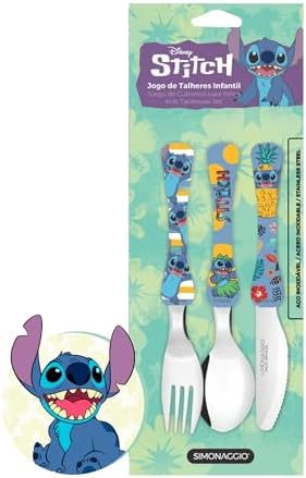 SIMONAGGIO Jogo de Talheres Infantil Disney Kids Stitch - Kit de ...