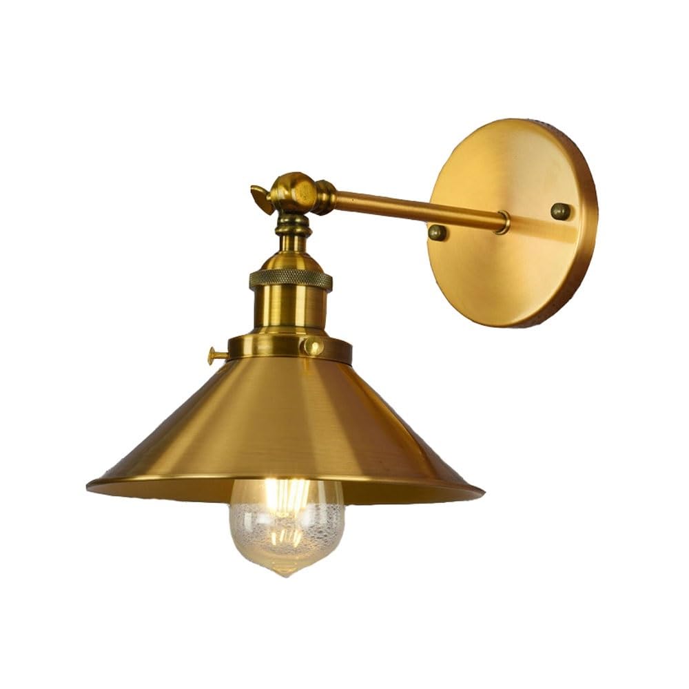 ICEMOB Wandleuchte Wandleuchte Nachttischlampe Retro Wandleuchte Gold Innenwandleuchte Arm Swing Wandleuchte Metall Lichtständer 360-Grad-Beleuchtung Prägnantes industrielles Wind-Leselicht