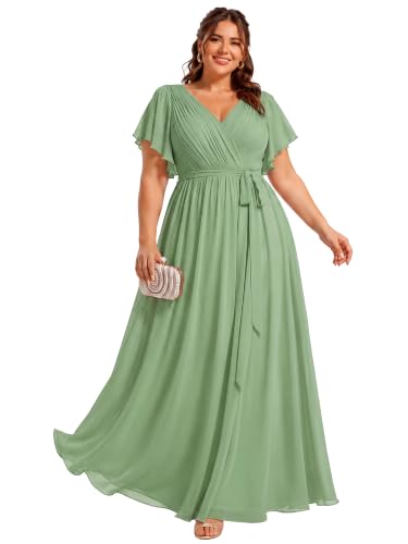 Image of Ever-Pretty Plus Women's Chiffon Maxi Plus Size Formal Bridesmaid Dresses