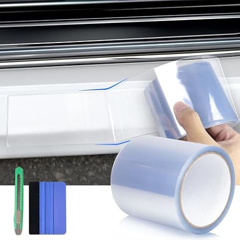 Arespark Car Door Edge Guard Protection Clear Vinyl Wrap Universal Door Sill Guard Anti-Collision Ratch-Resistant Protection Film, Transparent Paint Protection Vinyl Roll with Free Tools(4in x 30ft) Cover