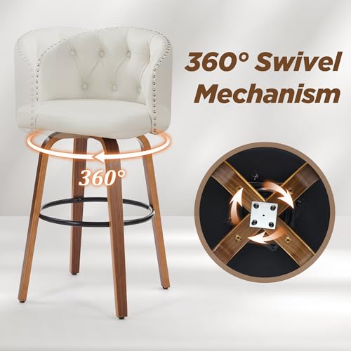 Image of 28 inch H Swivel Bar Stools Counter Height Bar Stools Set of 2(Beige)