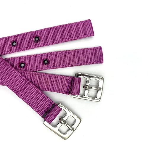 ES5012 Nylon Steigbügelriemen Set für Dressursattel und Vielseitigkeitssattel. Reißfeste mit Edelstahlschnallen in vielen Farben. Verstellbare Riemen für Erwachsene und Kinder (Brombeer, 120 cm)