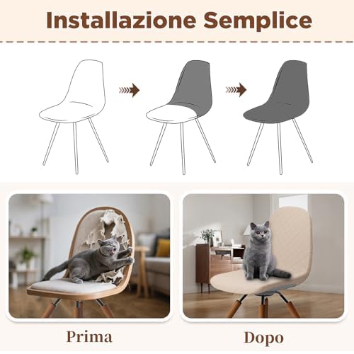 Dioxide Coprisedie con Schienale 6 Pezzi, Coprisedie Elasticizzati Copri Sedia da Cucina Impermeabile Universali, Copri Sedie Soggiorno Jacquard in Stile Nordico(Beige, 6PC)