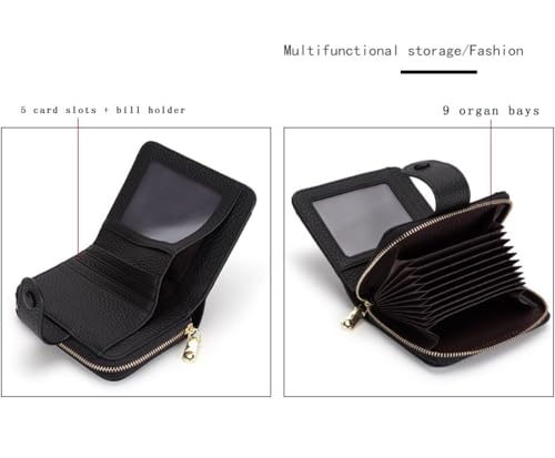 Large Capacity Luxury Genuine First Layer Cowhide Leather Pocket Wallet Ladies Purse，Card Bag，2 in 1 Wallet, Red, One Size4