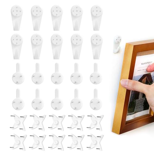 Eupneicu Ganci Da Parete Antitraccia [30 Pezzi], Ganci Per Chiodi Invisibili, Ganci Per Quadri Muro, Ganci Per Appendere Foto, Dipinti, Cappelli [3 Dimensioni]