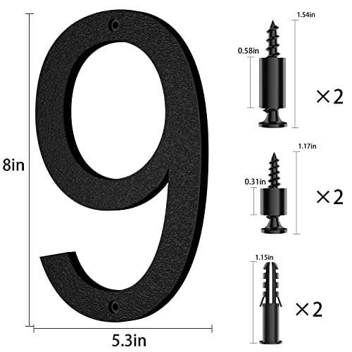 8 Inch Large Floating House Numbers, Iverra Black Modern House Number, Big Plastic Outside Address Numbers For Door Mailbox Street (9) #TOP1