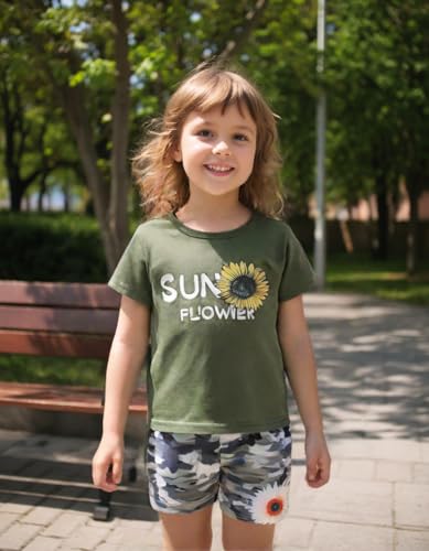 Image of Kid Toddler Girl Butterfly Printed Short Sleeve T-Shirt + Waist Shorts Set 2PC Clothing For Summer
