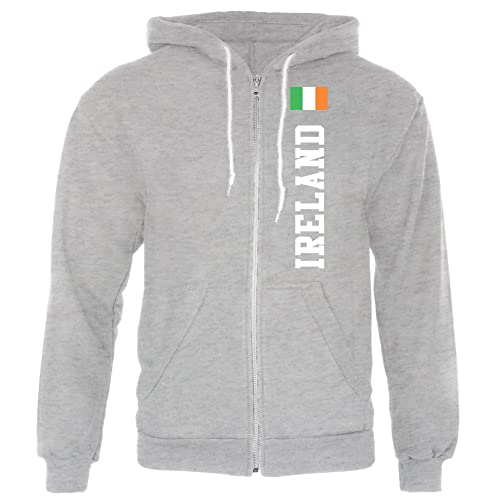 Sweat Saint-Patrick pour homme veste à capuche zippée gris chiné