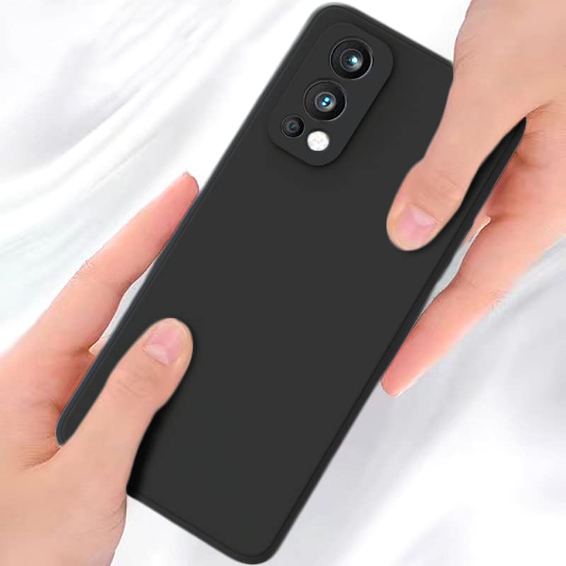 Image of DIZORO Liquid Silicone Case with Microfiber Coushioning Compatible for OnePlus Nord 2 Shockproof Slim Back Cover, Gel Rubber Full Body Protection - Black