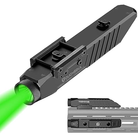 TOUGHSOUL Hunting Flashlight Green Light, Low Profile Mlok Picatinny Mounted Portable Flashlight for Coyote Hog Varmint Night Hunt Cover
