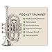 QUEENBRASS Pocket Trumpet in Bb Pitch – Chrome Finish Brass Instrument with Mouthpiece & Case | Compact Design for Students, Beginners