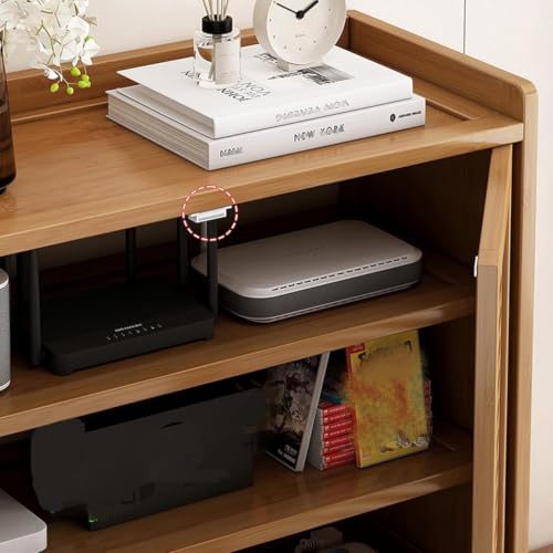 Mueble de gestión de cables de bambú para organizar el rincón Wi-Fi de tu salón u oficina en casa 8