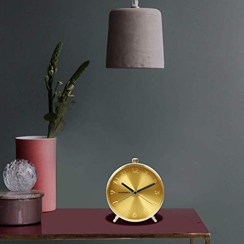 Cloudnola Glam Metal Alarm Clock Gold, 4.3 Inch Diameter, Battery Operated Quartz Movement, Silent Non Ticking … #TOP4