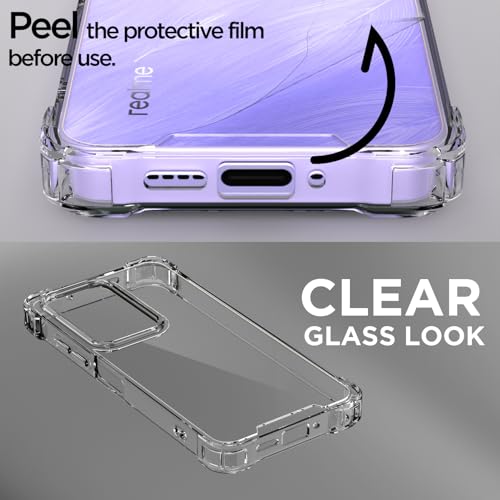 Image of Amazon Basics Back Cover for Realme Narzo 90X 5G / Realme C85 5G / Realme 15X 5G PC + TPU Clear Transparent Raised Edges Shockproof Protective Phone Bumper Case (Transparent)