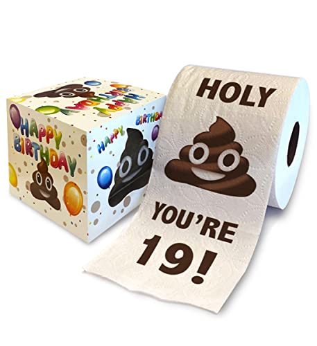 Printed TP Holy You're 19 Birthday Toilet Paper Gag Gift - 19th Bday Party Funny Birthday Gift Joke Toilet Paper Prank, Novelty Unique Birthday Presents for Men, Women, Family, Friends - 500 Sheets