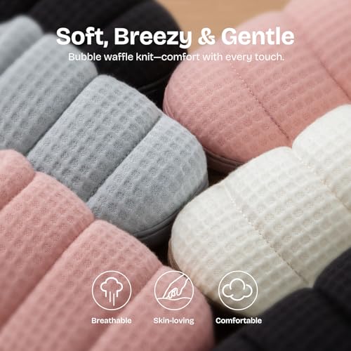 EverFoams Women's Cozy Waffle Slippers Soft Quilted Memory Foam Indoor House Shoes3