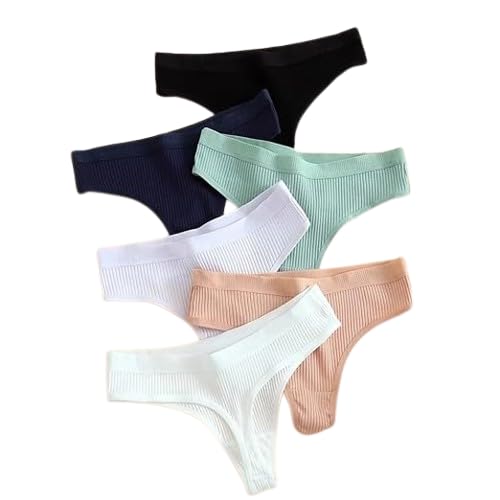 wiikon Women’s Panties Set – Multicolor Striped Cotton Thongs and G-Strings, Soft Breathable Underwear Briefs with Cozy Sports Style Design for Everyday Comfort-picture-47